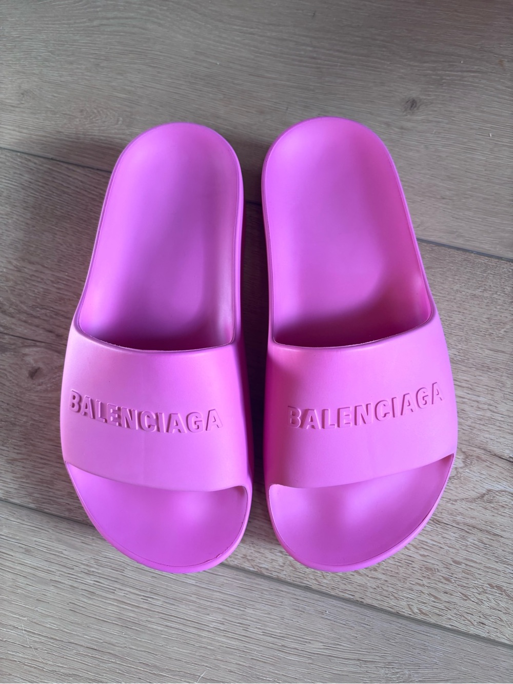 Balenciaga Pink Logo Slide Sandals